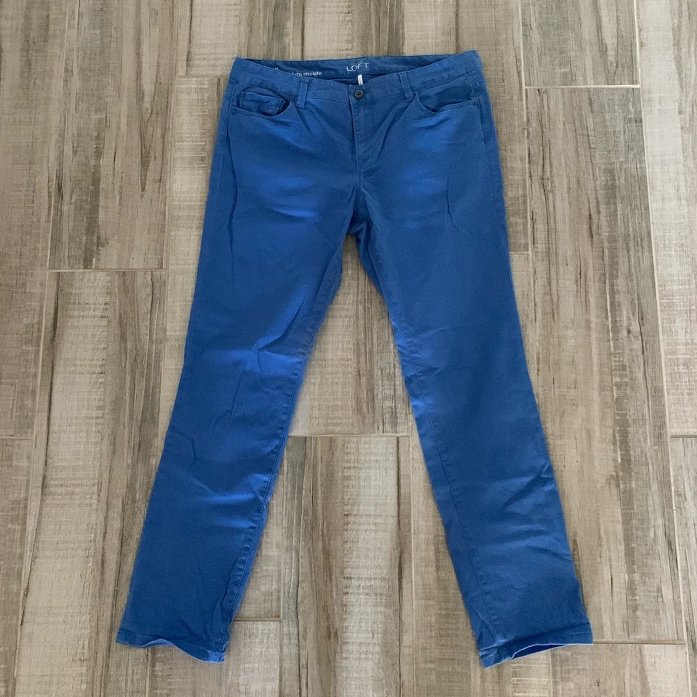 Ann Taylor Loft Modern Straight Crop Blue Khaki 10